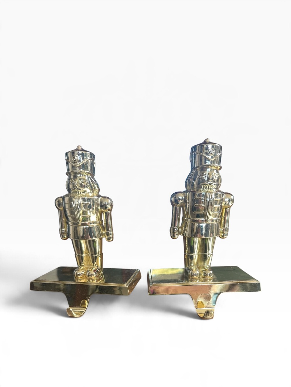 Gold color Nutcracker Fireplace Stocking Holders - Set of 2